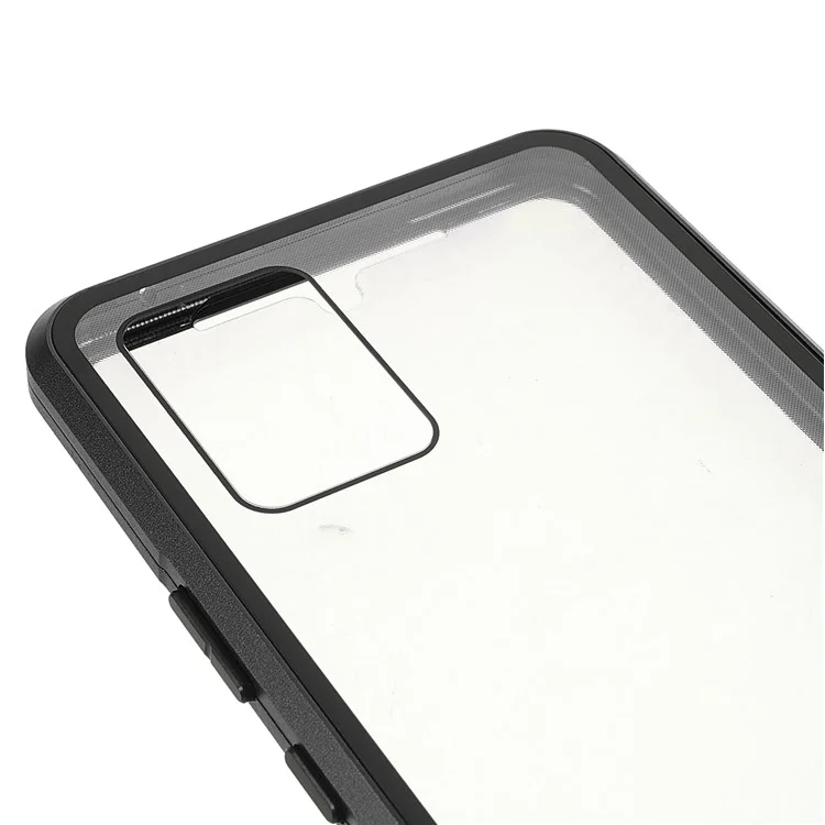 Ultra Clear Double-sided Tempered Glass + Metal Frame Magnetic Phone Case Cover for vivo V20 - Noir
