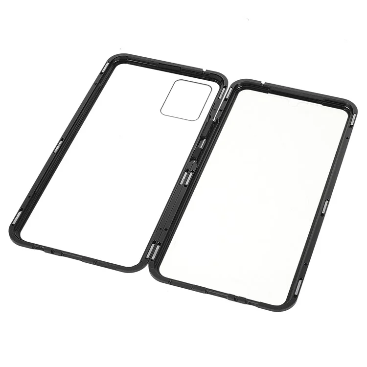 Ultra Clear Double-sided Tempered Glass + Metal Frame Magnetic Phone Case Cover for vivo V20 - Noir