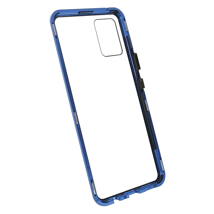 Ultra Clear Double-sided Tempered Glass + Metal Frame Magnetic Phone Case Cover für vivo V20 - Blau