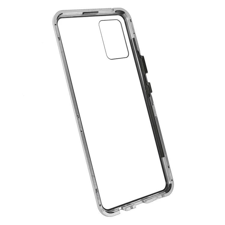 Ultra Clear Double-sided Tempered Glass + Metal Frame Magnetic Phone Case Cover for vivo V20 - Silver