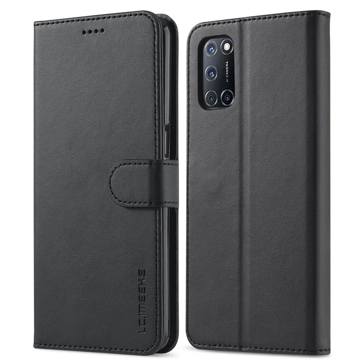 LC.IMEEKE PU Leather Wallet Stand Folio Flip Protective Phone Case Cover for Oppo A16/A54s/A16s/A56 5G - Black