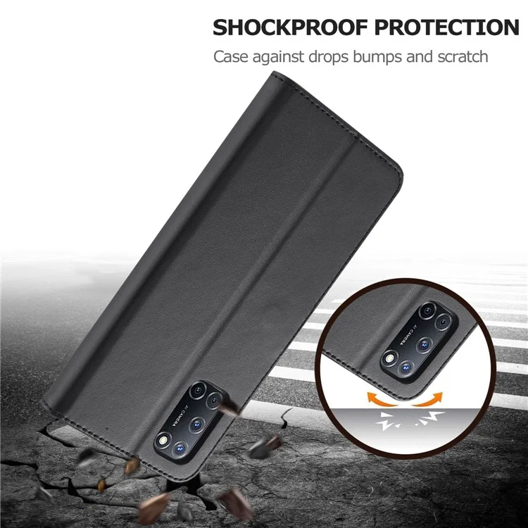 LC.IMEEKE PU Leather Wallet Stand Folio Flip Protective Phone Case Cover for Oppo A16/A54s/A16s/A56 5G - Black
