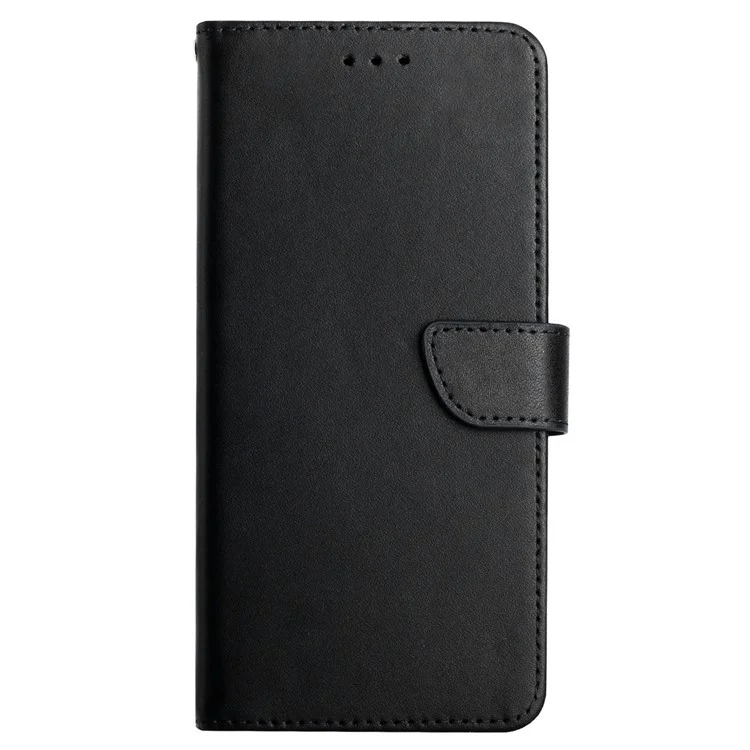 Custodia Portafoglio in Pelle Vera Nappa Texture Flip Antiurto con Chiusura Magnetica e Supporto per Oppo A54 4G/A54s/A16/A16s - Nero
