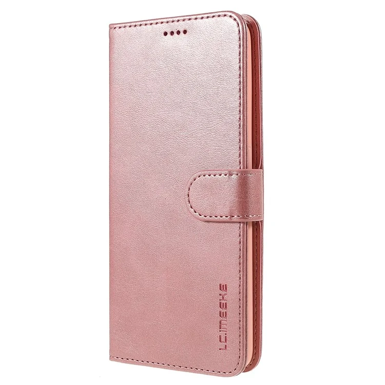 LC.IMEEKE PU Leather Foldable Stand Protective Phone Case Wallet Cover for Oppo A95 5G - Pink