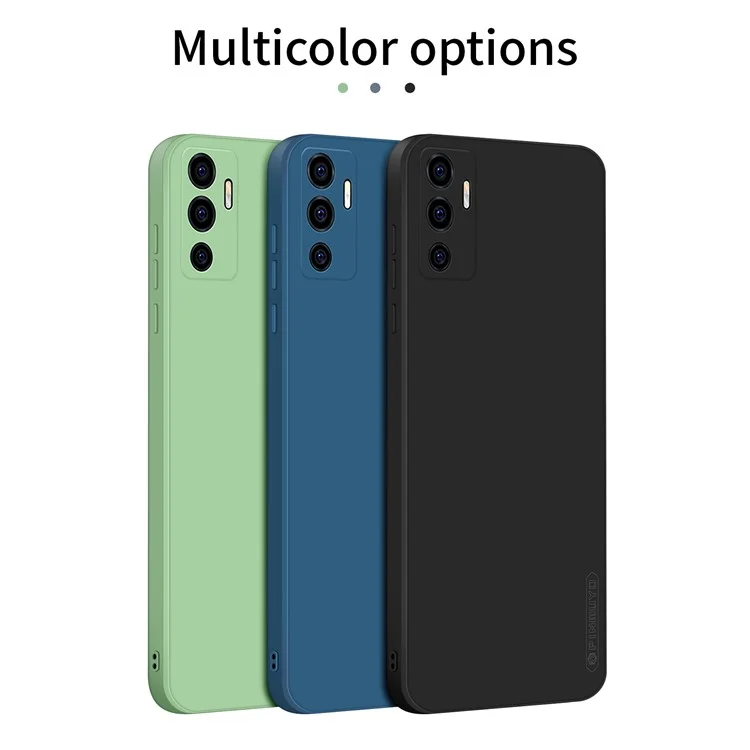 PINWUYO TPU + Silicone Hybrid Phone Case Precise Cutouts Anti-Drop Smooth Texture Phone Cover for vivo S10e 5G - Blue