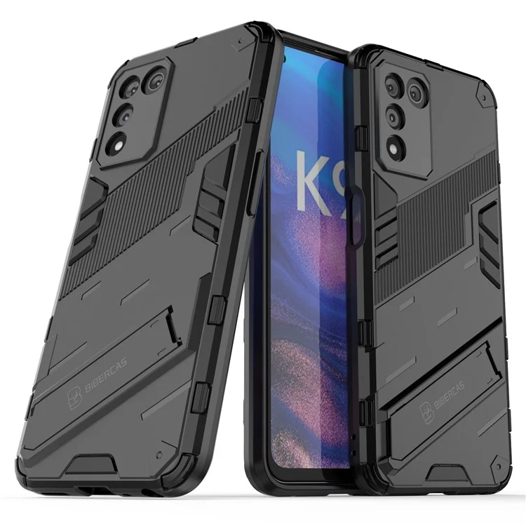 Coque de protection rigide en PC et souple en TPU avec béquille anti-rayures et anti-chocs pour Oppo K9s 5G - Noir