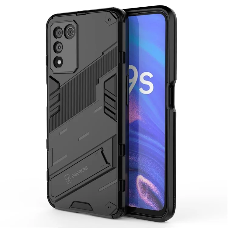Coque de protection rigide en PC et souple en TPU avec béquille anti-rayures et anti-chocs pour Oppo K9s 5G - Noir