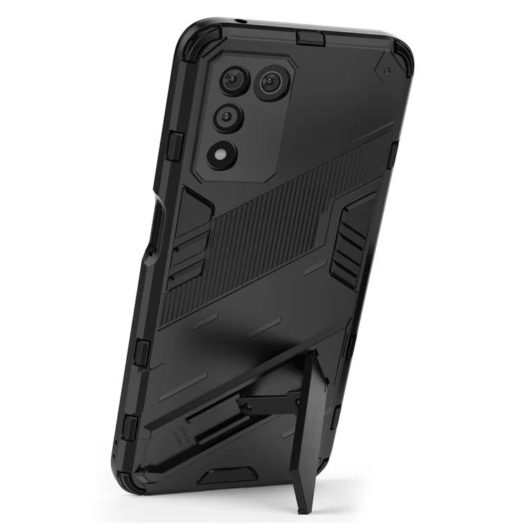 Coque de protection rigide en PC et souple en TPU avec béquille anti-rayures et anti-chocs pour Oppo K9s 5G - Noir