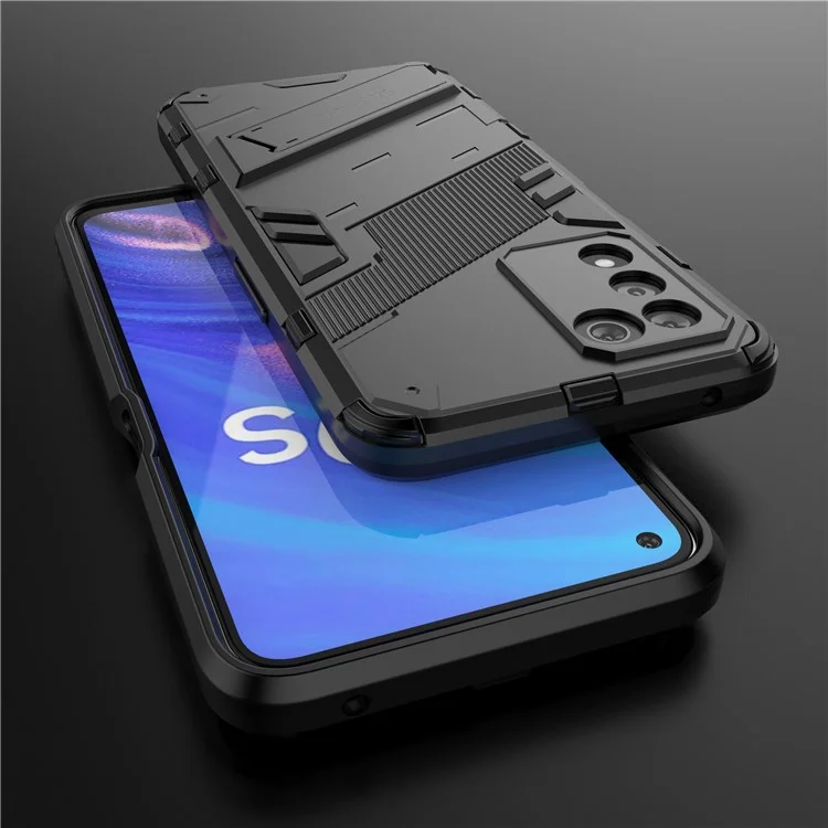 Coque de protection rigide en PC et souple en TPU avec béquille anti-rayures et anti-chocs pour Oppo K9s 5G - Noir