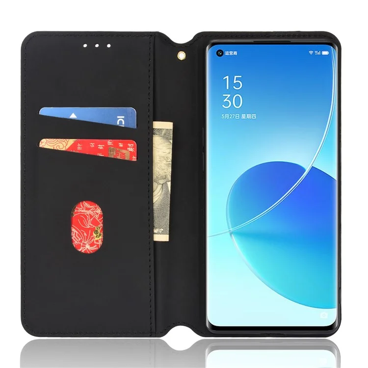 Imprintieren 3D Rhombus Muster Stand Wallet Ledertasche Magnetic Auto Closed Telefonabdeckung Für Oppo Reno6 Pro + 5G / Reno6 Pro 5G (Snapdragon) - Blau
