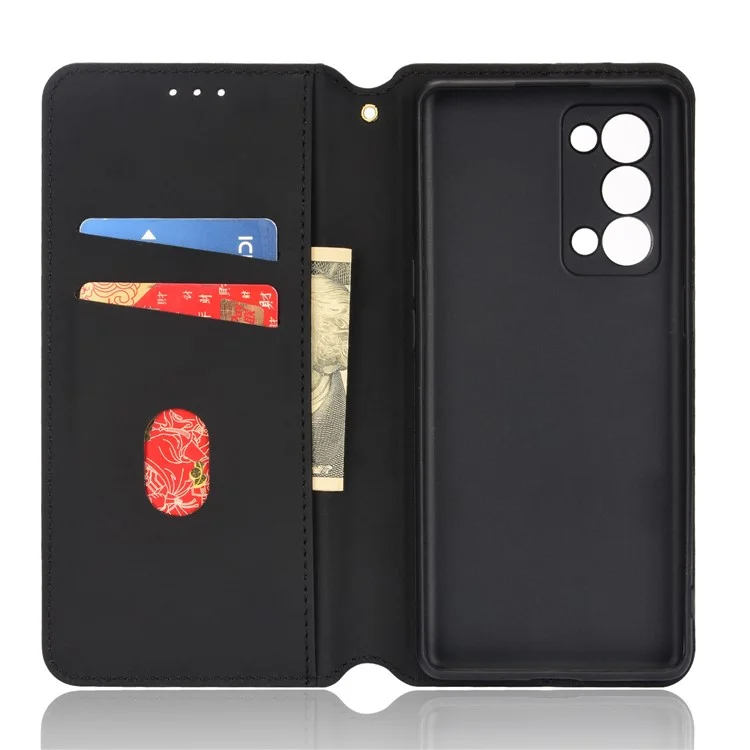 Imprintieren 3D Rhombus Muster Stand Wallet Ledertasche Magnetic Auto Closed Telefonabdeckung Für Oppo Reno6 Pro + 5G / Reno6 Pro 5G (Snapdragon) - Blau