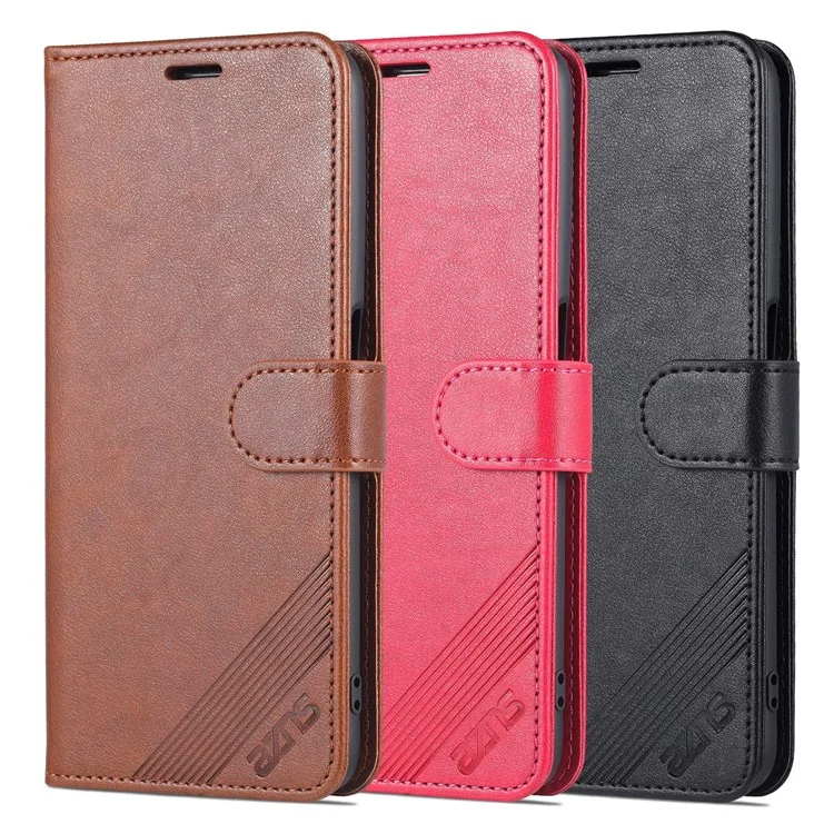 AZNS PU Leather Phone Case Stand Wallet Protective Cover for Oppo K9s/Realme Q3s - Black