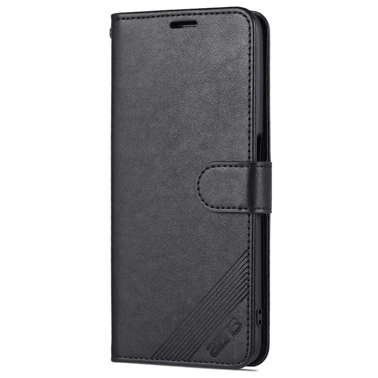 AZNS PU Leather Phone Case Stand Wallet Protective Cover for Oppo K9s/Realme Q3s - Black