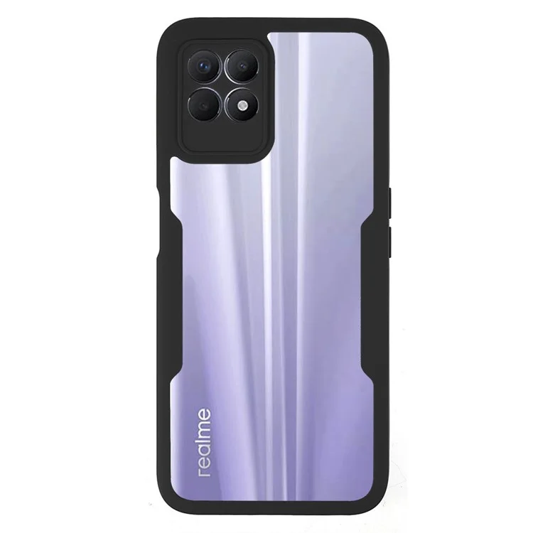 Per Realme 8i/Narzo 50 4G Acrylic + TPU Hybrid Phone Case con PET Screen Protector Copertura a 360 gradi Protezione per telefono - Nero