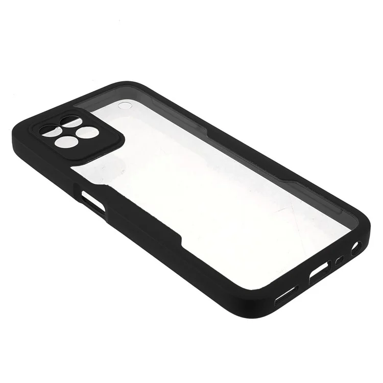Per Realme 8i/Narzo 50 4G Acrylic + TPU Hybrid Phone Case con PET Screen Protector Copertura a 360 gradi Protezione per telefono - Nero