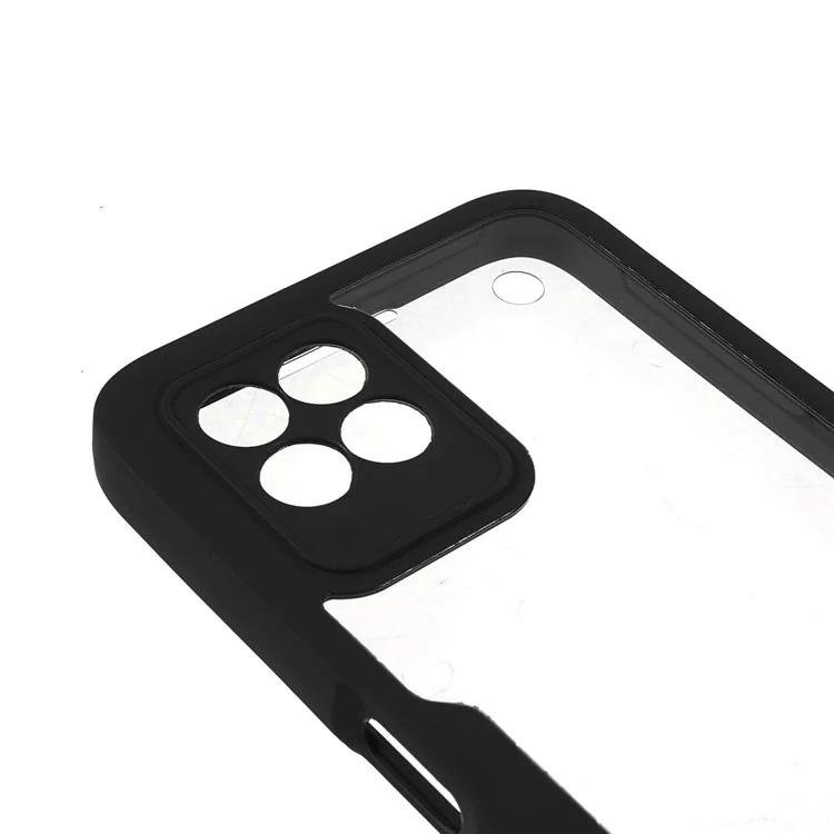 Per Realme 8i/Narzo 50 4G Acrylic + TPU Hybrid Phone Case con PET Screen Protector Copertura a 360 gradi Protezione per telefono - Nero