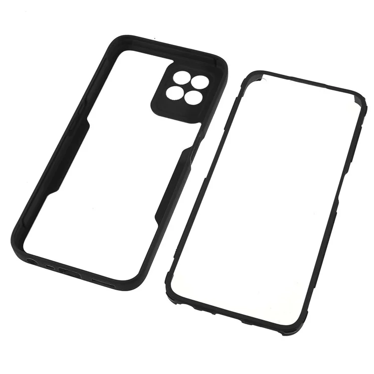 Per Realme 8i/Narzo 50 4G Acrylic + TPU Hybrid Phone Case con PET Screen Protector Copertura a 360 gradi Protezione per telefono - Nero