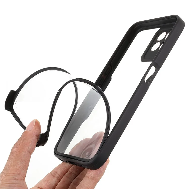 Per Realme 8i/Narzo 50 4G Acrylic + TPU Hybrid Phone Case con PET Screen Protector Copertura a 360 gradi Protezione per telefono - Nero