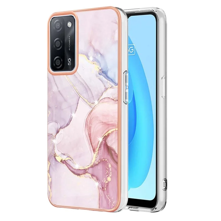 IMD IML Luxury Electroplate Edge Soft TPU Marble Style Phone Protective Case für Oppo A53s 5G / A55 5G / A54 4G / A54s / A16 / A16s - Rose Gold 005