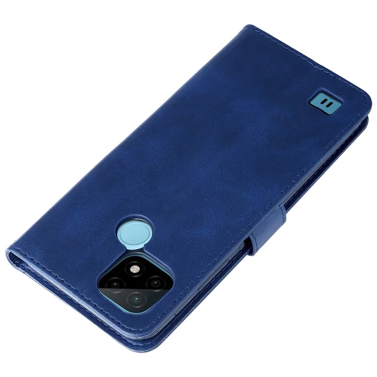 Shockproof Anti-scratch Phone Covering PU Leather Zippered Pocket Phone Case Coin Wallet Stand Folding Case for Realme C21Y/C21/C25Y - Blue