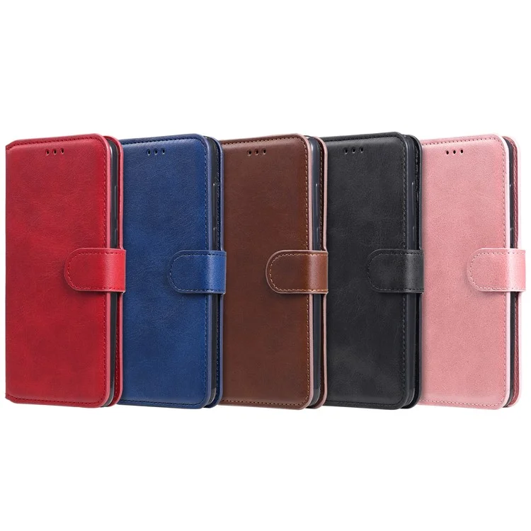 Strukturierte Automatisch Absorbierte Lederhülle Magnetisches Mobiltelefon Voller Schutzbrieftasche Mit Ständer Für Realme C21Y/C21/C25Y - Blau