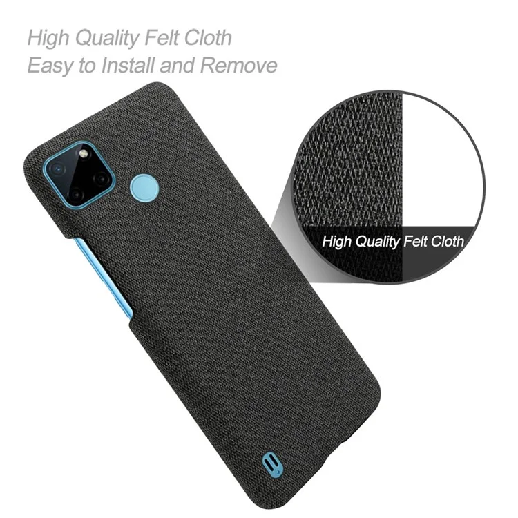 Bagure de Téléphone Dual-couche Protection Bag du Sac Anti-doigt Tissu + Coquille du Boîtier de Téléphone PC Pour Realme C21Y / Realme C25Y - le Noir