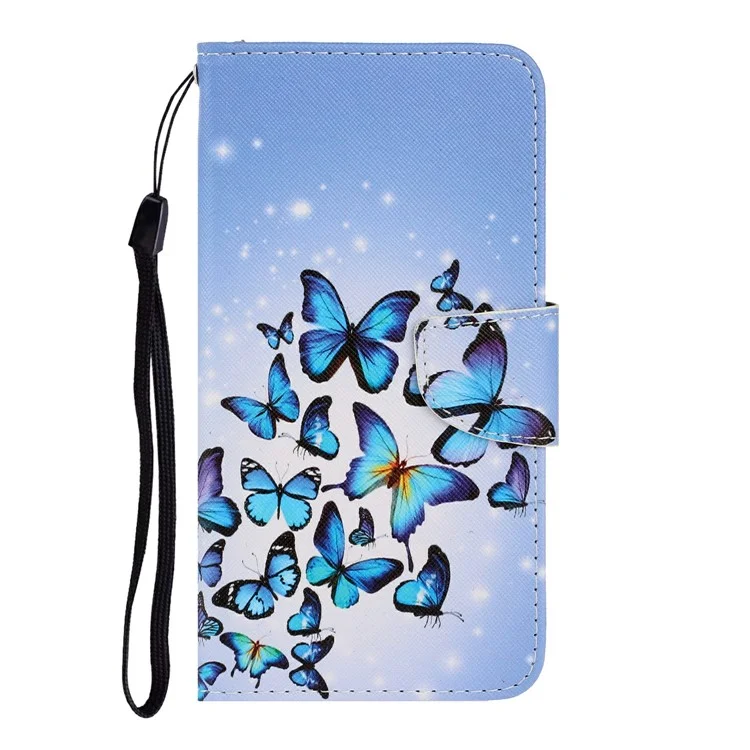 Patché à Étalage Anti-rayures Étui D'impression PU en Cuir PU Portefeuille de Texture Croix du Support Pour Vivo Y21 / Y21s / Y33s - Papillons