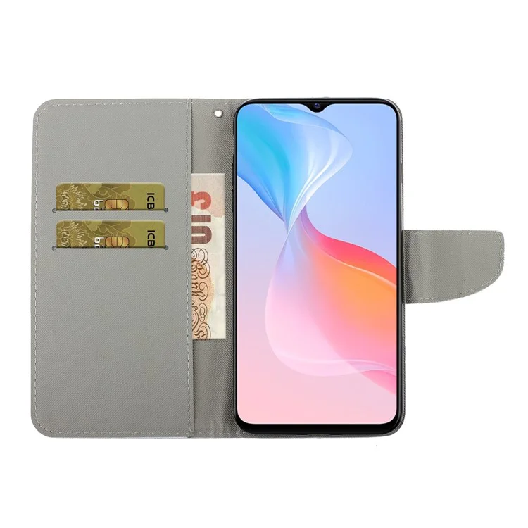 Patché à Étalage Anti-rayures Étui D'impression PU en Cuir PU Portefeuille de Texture Croix du Support Pour Vivo Y21 / Y21s / Y33s - Papillons