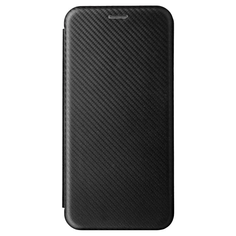 Kohlefasertextur PU Leder Hülle Standkarte Slot Magnetic Auto Closing Phone Case Shell Für Vivo Y15s/vivo Y15a - Schwarz