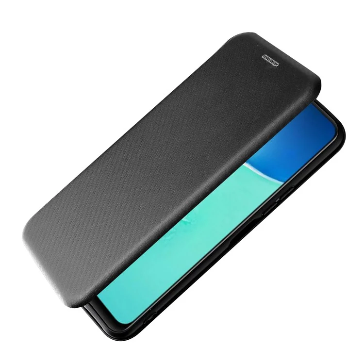 Kohlefasertextur PU Leder Hülle Standkarte Slot Magnetic Auto Closing Phone Case Shell Für Vivo Y15s/vivo Y15a - Schwarz