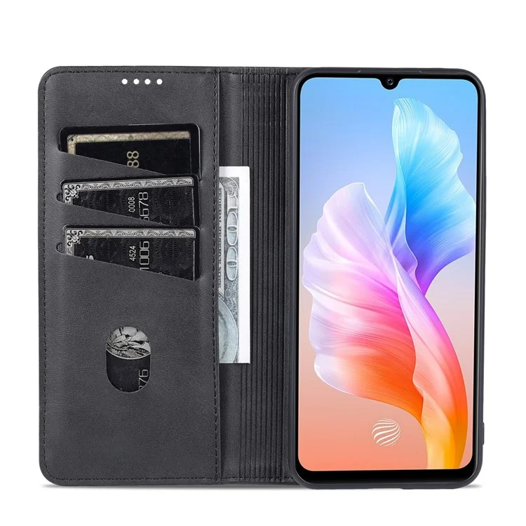 AZNS Book Stand pu Leather Téléphone Magnétique Magnétique Auto-absorbed Portefeuille Flip Cover For Vivo S10e / V23e 4G - le Noir