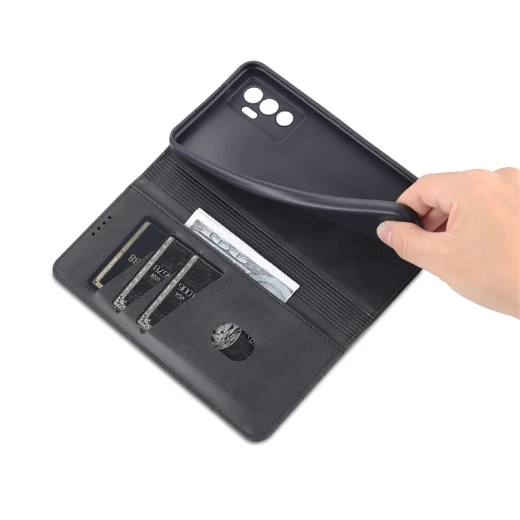 AZNS Book Stand pu Leather Téléphone Magnétique Magnétique Auto-absorbed Portefeuille Flip Cover For Vivo S10e / V23e 4G - le Noir