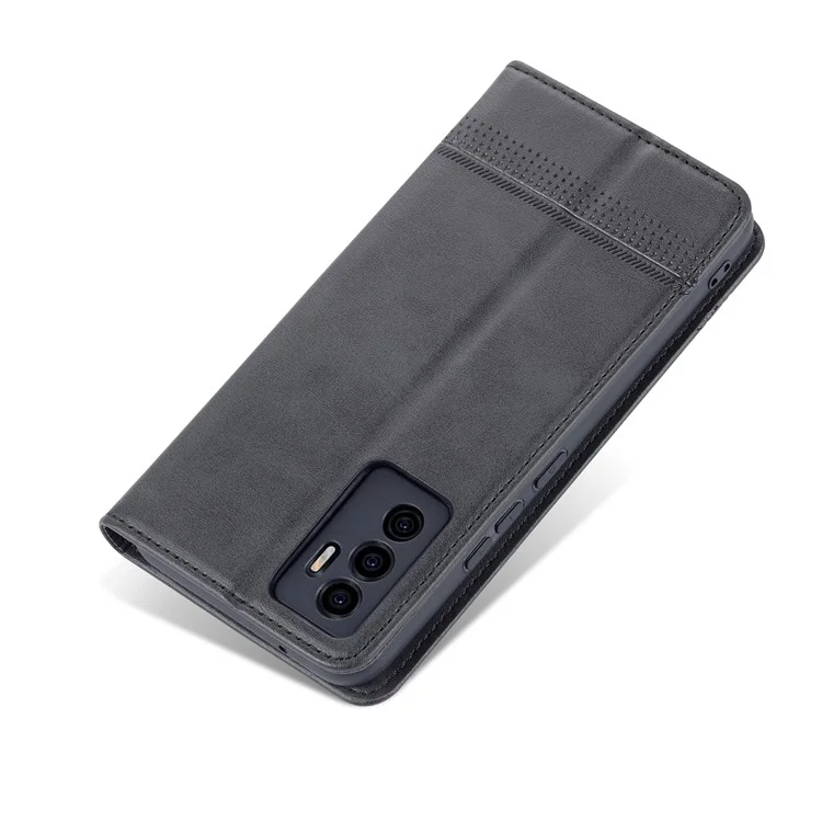 AZNS Book Stand pu Leather Téléphone Magnétique Magnétique Auto-absorbed Portefeuille Flip Cover For Vivo S10e / V23e 4G - le Noir