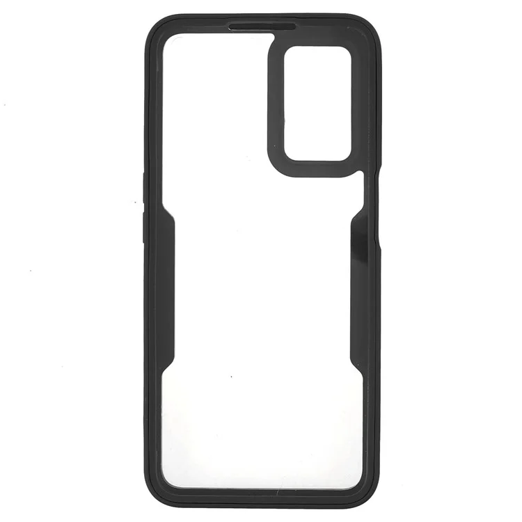 Protector de pantalla resistente a golpes de PET + Panel trasero acrílico + Carcasa con marco de TPU para Oppo A16/A16S/A55 5G/A54 4G/A54s - Negro