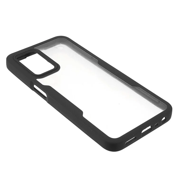 Protector de pantalla resistente a golpes de PET + Panel trasero acrílico + Carcasa con marco de TPU para Oppo A16/A16S/A55 5G/A54 4G/A54s - Negro