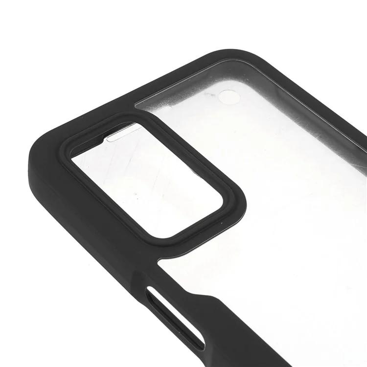 Protector de pantalla resistente a golpes de PET + Panel trasero acrílico + Carcasa con marco de TPU para Oppo A16/A16S/A55 5G/A54 4G/A54s - Negro