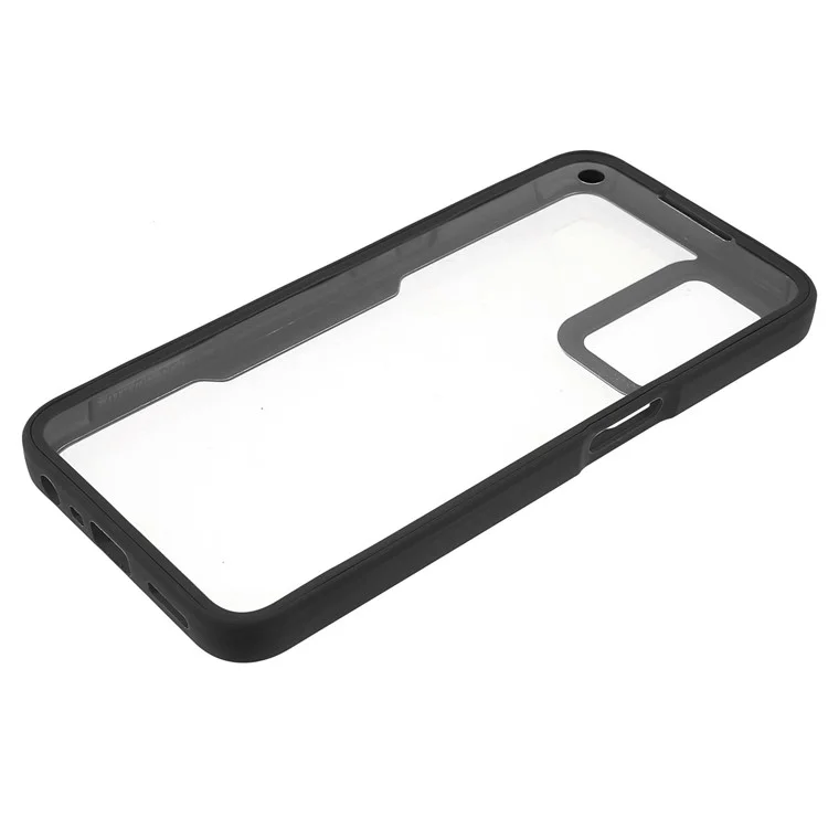 Protector de pantalla resistente a golpes de PET + Panel trasero acrílico + Carcasa con marco de TPU para Oppo A16/A16S/A55 5G/A54 4G/A54s - Negro