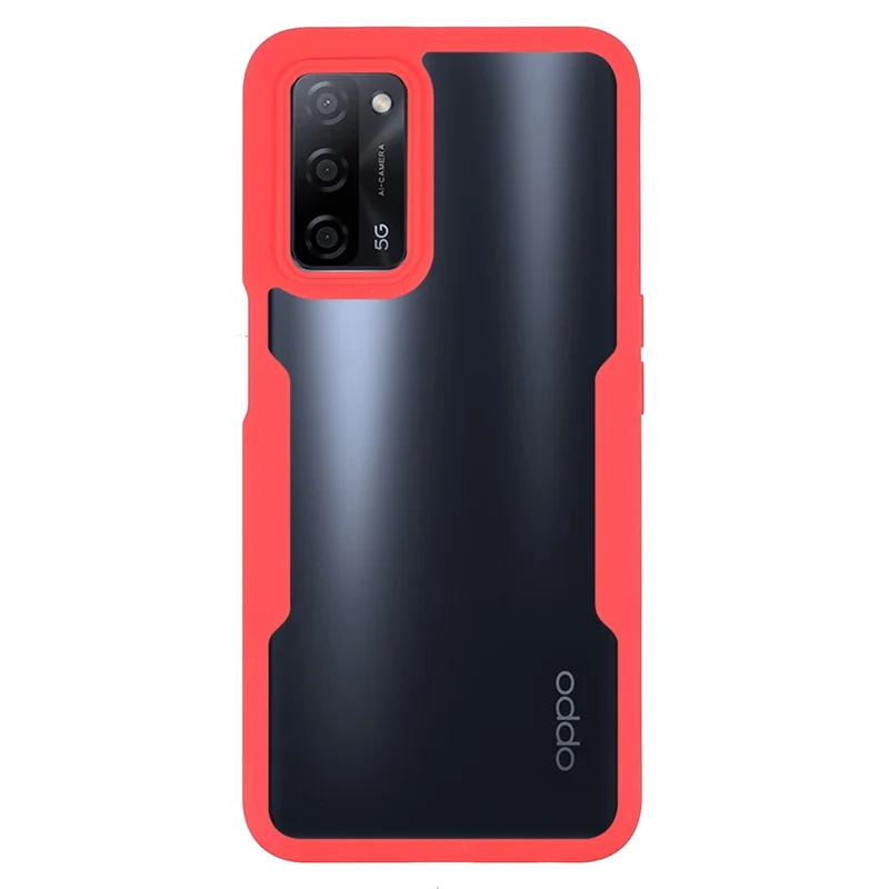 Drop-proof Well-protected PET Screen Protector + Acrylic Back Panel + TPU Frame Case for Oppo A16/A16S/A55 5G/A54 4G/A54s - Red