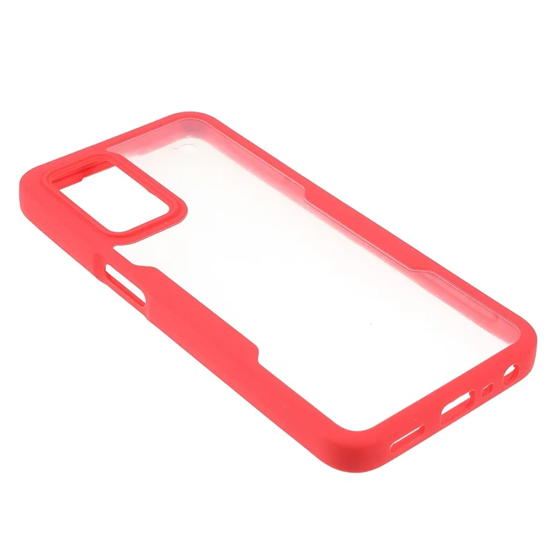 Drop-proof Well-protected PET Screen Protector + Acrylic Back Panel + TPU Frame Case for Oppo A16/A16S/A55 5G/A54 4G/A54s - Red