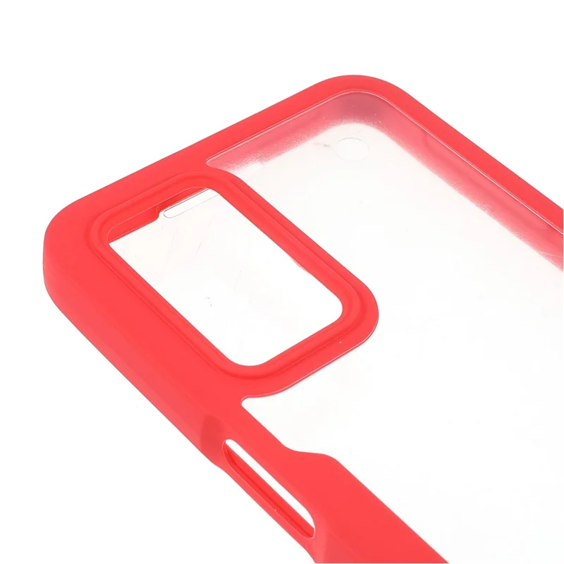 Drop-proof Well-protected PET Screen Protector + Acrylic Back Panel + TPU Frame Case for Oppo A16/A16S/A55 5G/A54 4G/A54s - Red