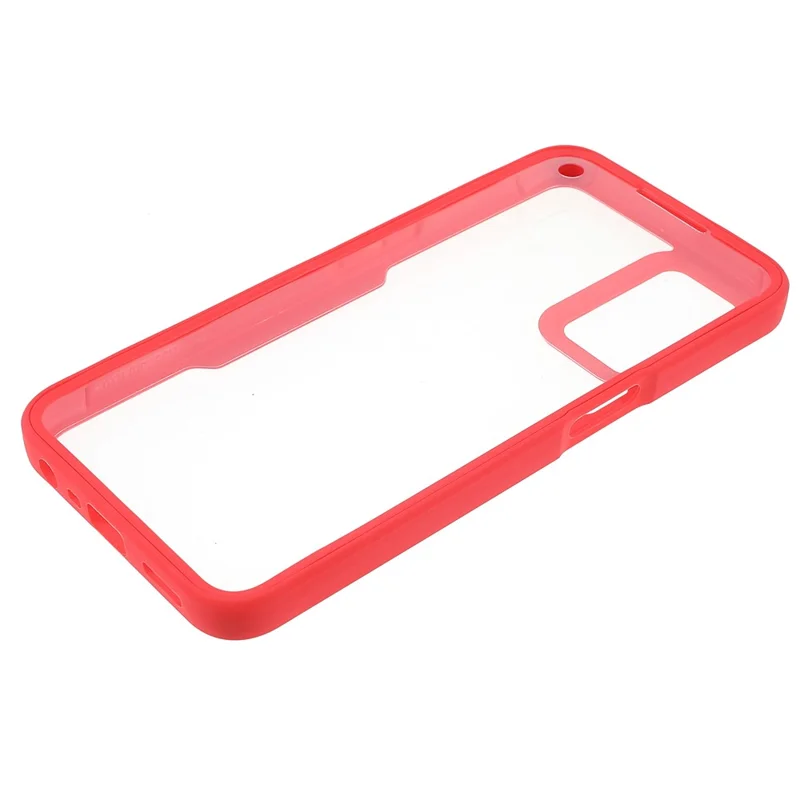 Drop-proof Well-protected PET Screen Protector + Acrylic Back Panel + TPU Frame Case for Oppo A16/A16S/A55 5G/A54 4G/A54s - Red