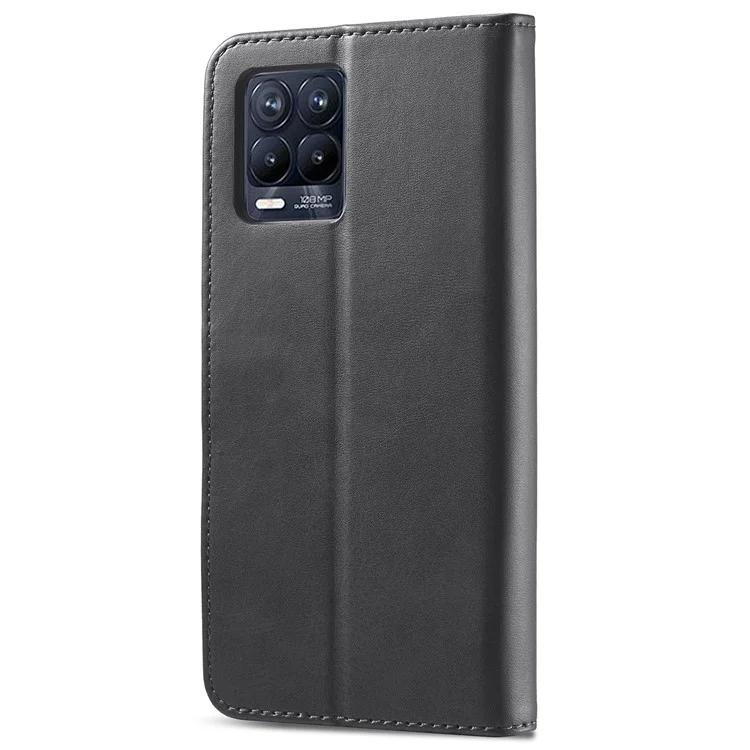 Lc. Imeeke PU Flip Folio Folio Stand Case de la Billetera a Prueba de Choques Cubierta Del Teléfono Para Realme 8i/Narzo 50 4G - Negro