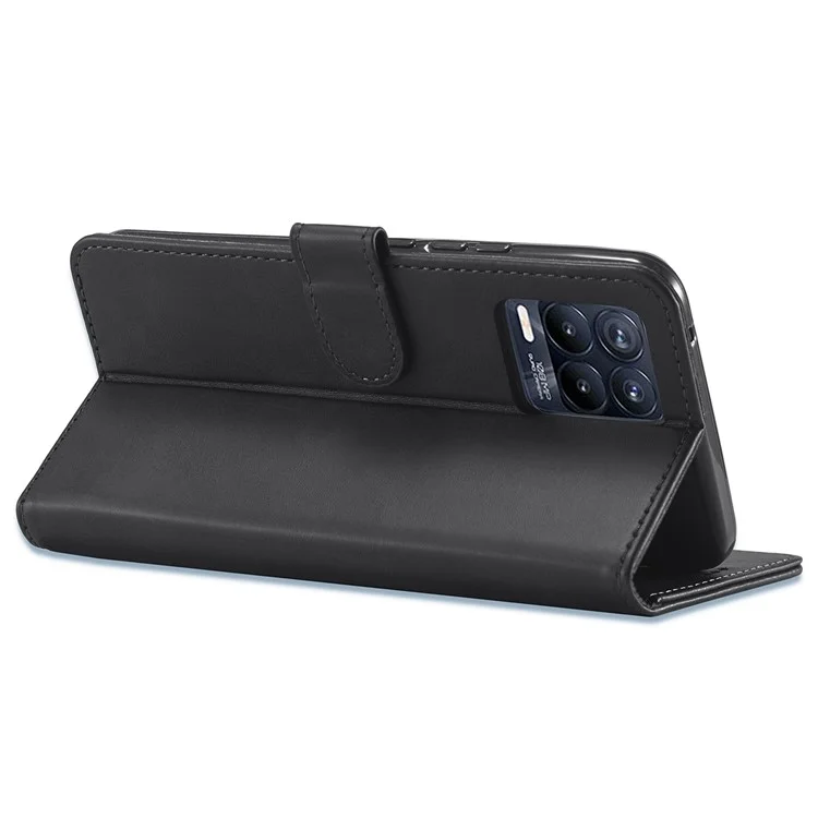 Lc. Imeeke PU Flip Folio Folio Stand Case de la Billetera a Prueba de Choques Cubierta Del Teléfono Para Realme 8i/Narzo 50 4G - Negro