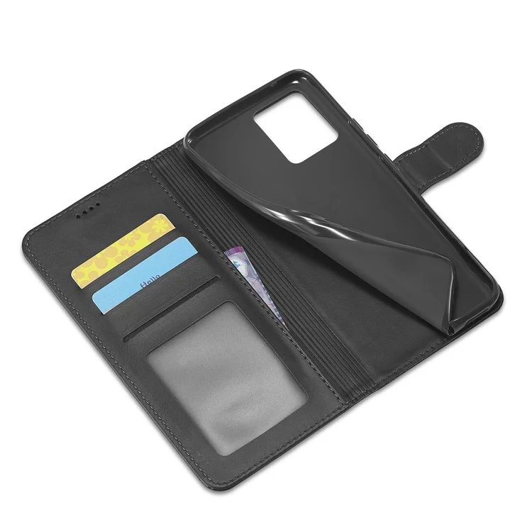 Lc. Imeeke PU Flip Folio Folio Stand Case de la Billetera a Prueba de Choques Cubierta Del Teléfono Para Realme 8i/Narzo 50 4G - Negro