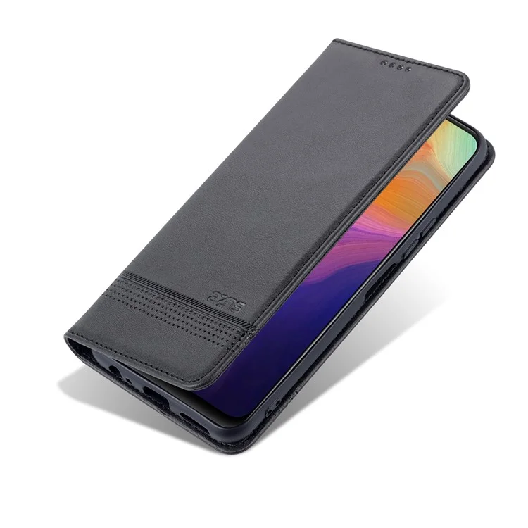 AZNS Magnetischer Absorptions-PU-Leder-Flip-Cover-Schutzgeldbeutel-Handyhülle für vivo Y15s / Y15a - Schwarz