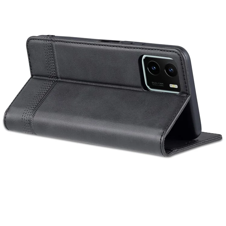 AZNS Magnetischer Absorptions-PU-Leder-Flip-Cover-Schutzgeldbeutel-Handyhülle für vivo Y15s / Y15a - Schwarz