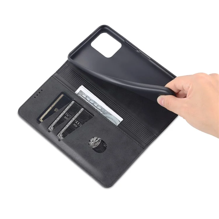 AZNS Magnetischer Absorptions-PU-Leder-Flip-Cover-Schutzgeldbeutel-Handyhülle für vivo Y15s / Y15a - Schwarz