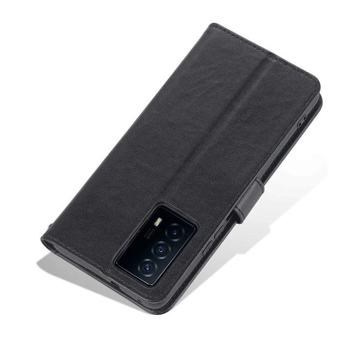 Azns Textured PU Stand Worthet Case di Chiusura Magnetica Coperchio Antiurto Per Vivo Iqoo Z5 - Nero