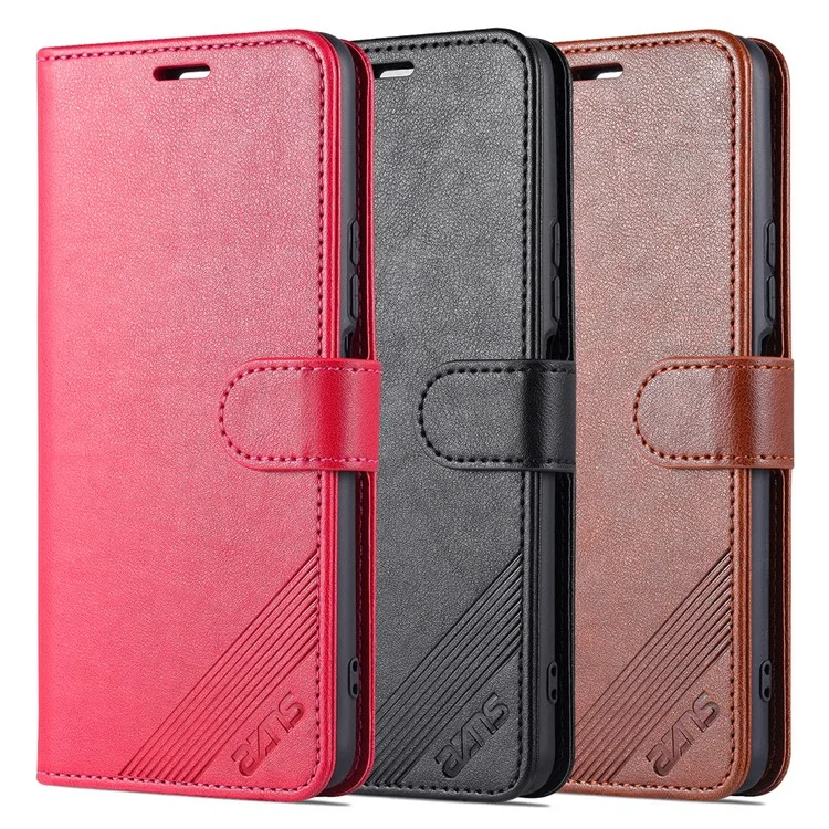 Azns Textured PU Stand Worthet Case di Chiusura Magnetica Coperchio Antiurto Per Vivo Iqoo Z5 - Nero