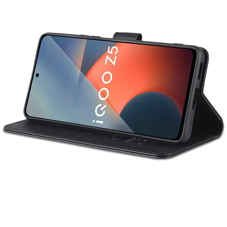 Azns Textured PU Stand Worthet Case di Chiusura Magnetica Coperchio Antiurto Per Vivo Iqoo Z5 - Nero